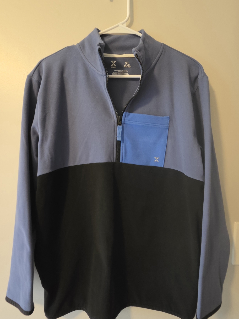 XL Xersion Two-Tone Quarter-Zip Sweater - Blue/Black Big Boys